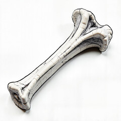 Detailed dinosaur fossil bone illustration on white background, realism