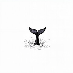 Orca tail creating splash in water, stylized illustration concept