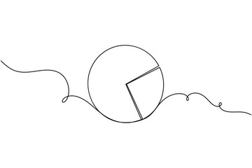 Obraz premium Growth pie chart icon continuous one line drawing single art on white background minimalist business achievement analytics symbol outline vector illustration