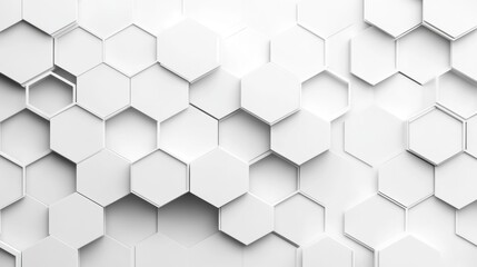 A clean white hexagonal geometric pattern with interconnected shapes creating a textured modern background design