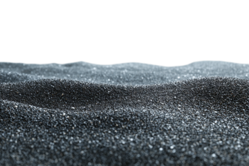 Tropical black sand beach landscape isolated on transparent background