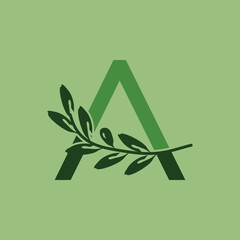 Initial Letter A Leaf Icon Design for Eco Nature Concept