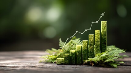 Corporate sustainability strategy background with growth charts and nature