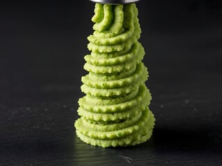Wasabi paste extruded in a spiral shape
