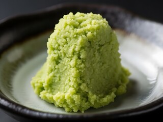 Macro shot of grated wasabi paste
