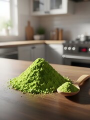 Wasabi powder with a wooden spoon
