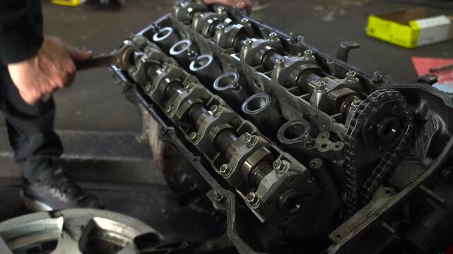 repair and assembly of a standard turbocharged engine for a drift car, descaling and descaling of valves in the head of the gas distribution mechanism, installation of camshafts