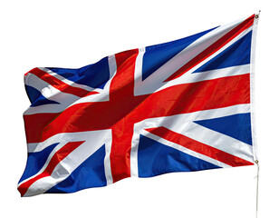 A vibrant national flag of red, white, and blue, with a prominent X-shaped design