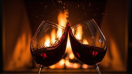 Cozy evening toast by the fire