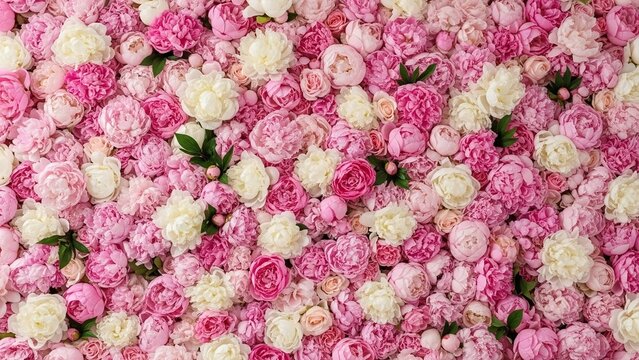 Lush pink and white flower wall