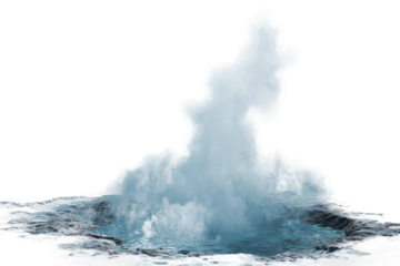 Thermal spring emitting rising steam isolated on transparent background