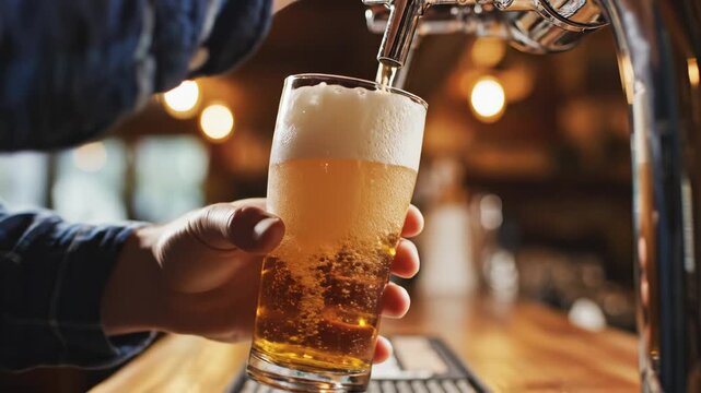 Beer being poured into glass
