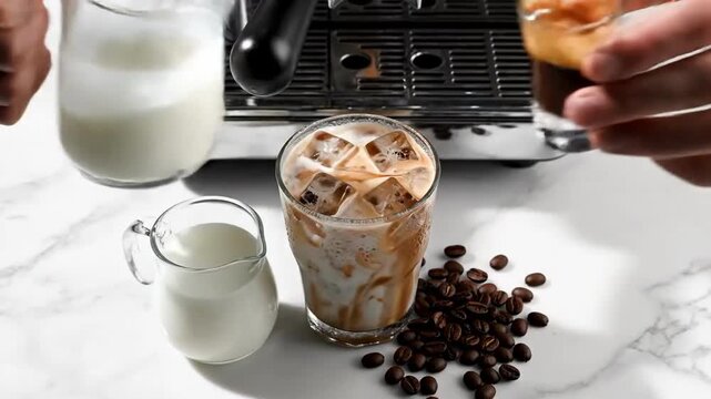 Iced Latte Creation: A Step-By-Step Guide To Preparing Refreshing Coffee With Milk And Espresso