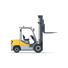 Naklejka premium Modern Yellow and Gray Forklift Truck Vector Illustration on White Background