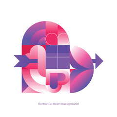 Valentine&rsquo;s Day Romantic Abstract Geometric Heart Background for Love and Holiday Greetings