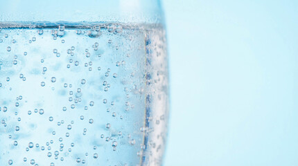Soda water bubbles macro background carbonated drink liquid texture refreshment splash cold beverage background copy space transparent mineral gas