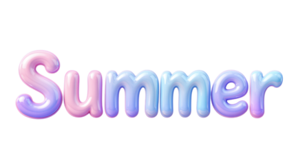 Glossy gradient text reading Summer.