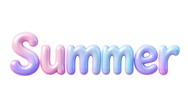 Glossy gradient text reading Summer.