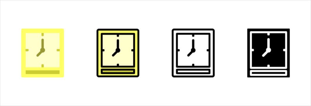 Classroom wall clock icons collection flat outline solid style