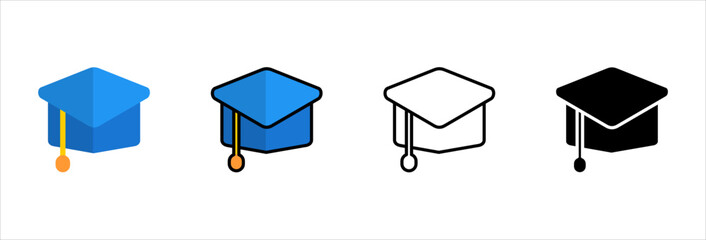 Graduation cap icons pack academic success education vector