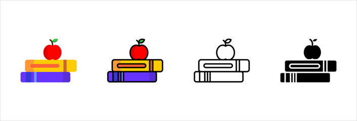 Learning book apple icons collection simple school vector