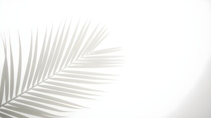 Fototapeta premium Soft Palm Leaf Silhouette on Light Airy White Background