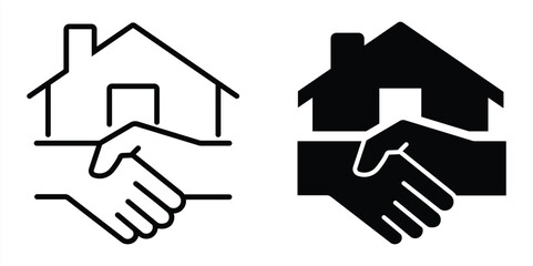 Real estate transaction icons on white background. Vector illustration