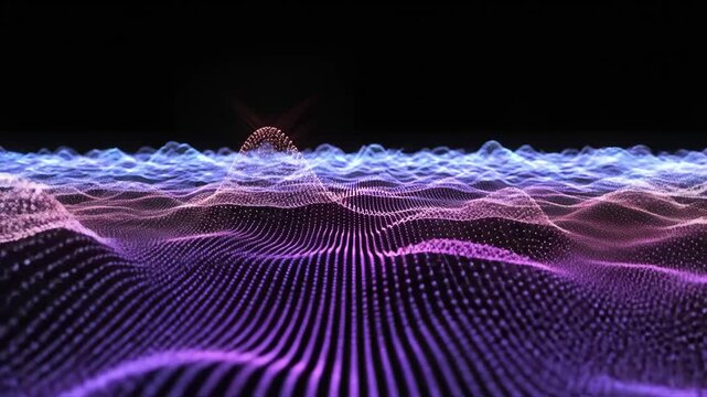 Digital wave pattern with glowing dots