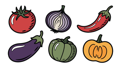 Fresh Produce Collection: An array of colorful, freshly drawn vegetables. Showcasing the variety of essential produce, inviting viewers to explore the richness of healthy eating.