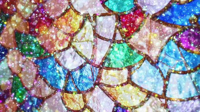 メルヘンチックなステンドグラスのキラキラ背景：プリンセス