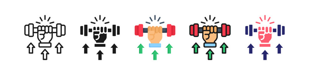 Strength Multiple Style Icon Set Collection. 