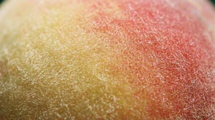 Fototapeta premium Macro Photography of Fresh Peach Skin Showing Soft Fuzz and Vibrant Red and Yellow Texture