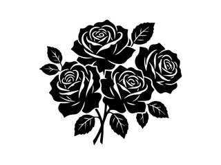 Black and white vector illustration roses flower