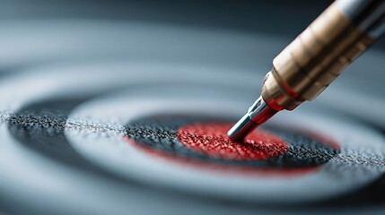 Hand drawing a red target with a marker on a white surface in a focused activity during daytime