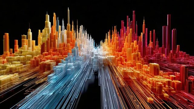 Cityscape of Innovation: Abstract visualization of a vibrant cityscape, showcasing a modern perspective on urban development and technological advancement.