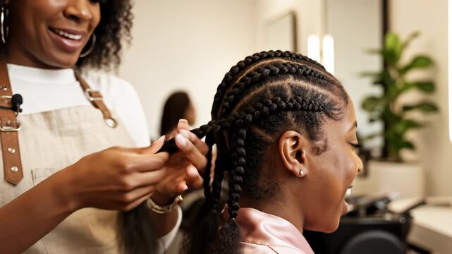 Hair braiding in salon