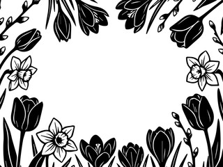 vector illustration of spring flower frame background