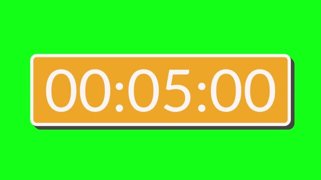 15-second stopwatch timer countdown on green background, smooth ticking motion, clean corporate presentation style, chroma key ready, minimal design, high-quality 4K stock footage.