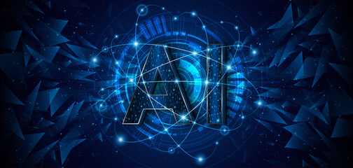 Digital technology of the future. AI icon or artificial intelligence symbol. Future advanced artificial intelligence technology circuit board concept