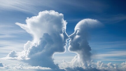 Clouds forming a kiss