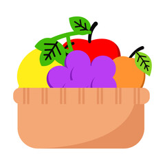 Fresh Fruit Basket Illustration