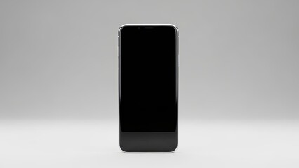 Modern black smartphone with a blank touch screen display isolated on a white background for digital communication and mobile business technology