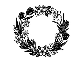 vector illustration of spring flower frame