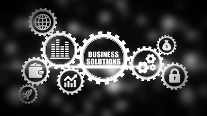 Business solutions concept with gear and symbols gears finance 1