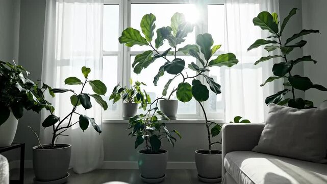 Interior Design Showcasing Comfortable Furniture And Indoor Plants For Relaxation And Calmness