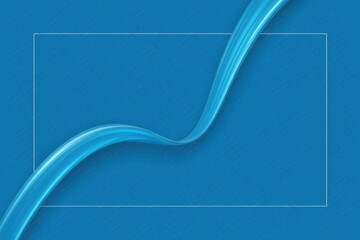 Blue wave ribbon inside white frame on textured blue background line