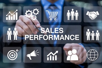 Businessman interacting with sales performance concept