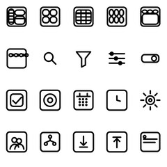 Admin Layout & Navigation Structures UI icon set - rounded outline SVG sheet (20 icons)