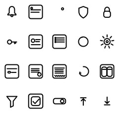 Ops, Alerts, Security & Billing Controls UI icon set - rounded outline SVG sheet (20 icons)