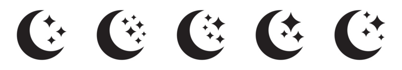 Moon and Star Icons for Night, Sleep and Bedtime Design